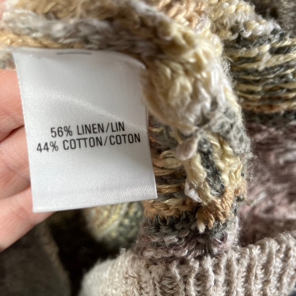 Talbots Women's Cardigan Sweater M Irish Linen Blend Button Front Knit Beige VTG - Picture 8 of 13